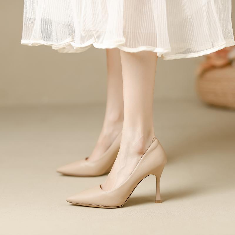 Comfortable French Nude High Heels, Elegant Stiletto Heels, New Autumn/winter Style, Soft Sole