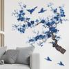 Ramas y Pájaros Pintados de Azul Pegatina de Pared para Decoración del Hogar en Dormitorio Sala de Estar