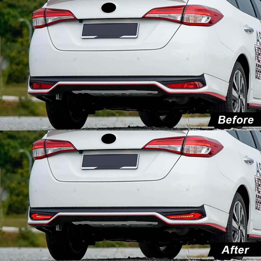 3 Function Rear Bumper Reflector Light for Toyota Yaris 2017 2018 2019 Vios Brake Warning Dynamic Turn Signal Lamps Car Fog