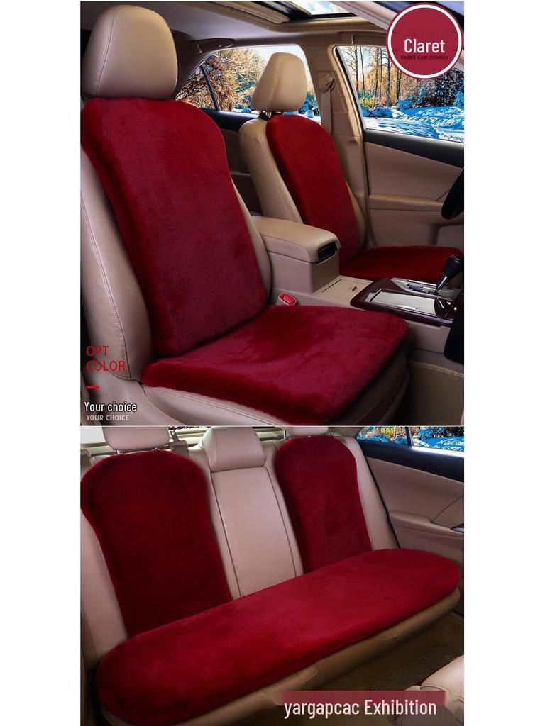 Universal Faux Rabbit Fur Winter Car Seat Cushion Set - 3-Piece, Small, Short Plush, No Backrest