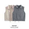 2025 Spring Women's Double Zipper Ribbed Knit Wool Vest - European & American Style Fashion