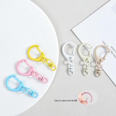 Colorful Zinc Alloy D-Ring Keychain with 8-Ring Buckle - Handmade DIY Jewelry Accessories & Ornaments