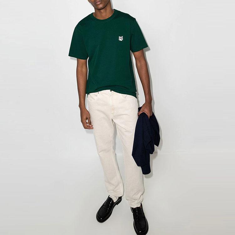 Maison Kitsune FW21 Embroidered Fox Short Sleeve T-Shirt Men Tops HM00107KJ0008-P390
