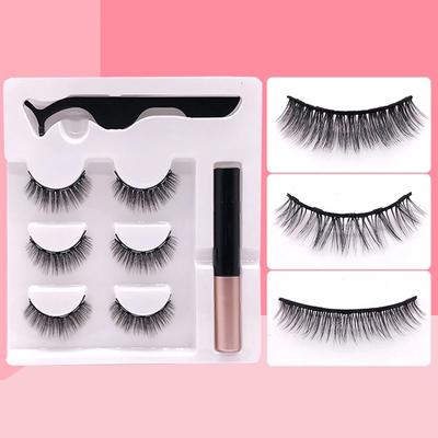 3 Pairs Magnetic Eyelash Fake Eyelashes Natural Cilia Cilios Cotton Terrier With Tweezers Easy To Wear