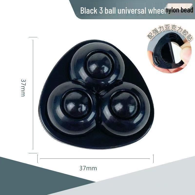 No-Punch Adhesive Triple Ball Casters - Silent, Wear-Resistant Rollers for Box Bases (Home/Office Use)