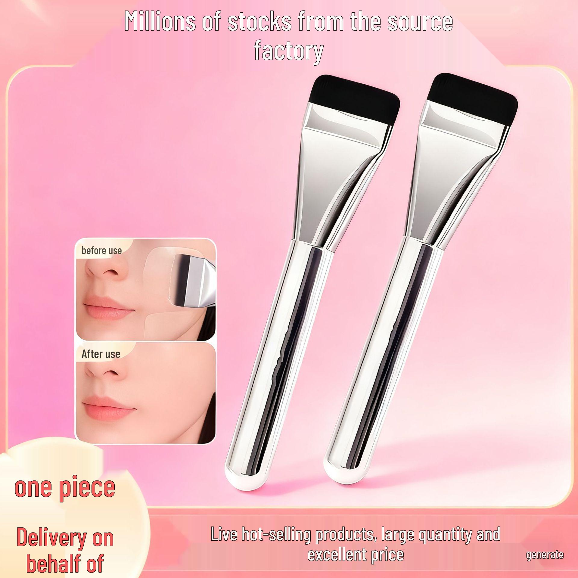 Seamless One-Shaped Foundation Brush - Soft, Non-Absorbing Bristles for Flawless Application of Concealer and Powder