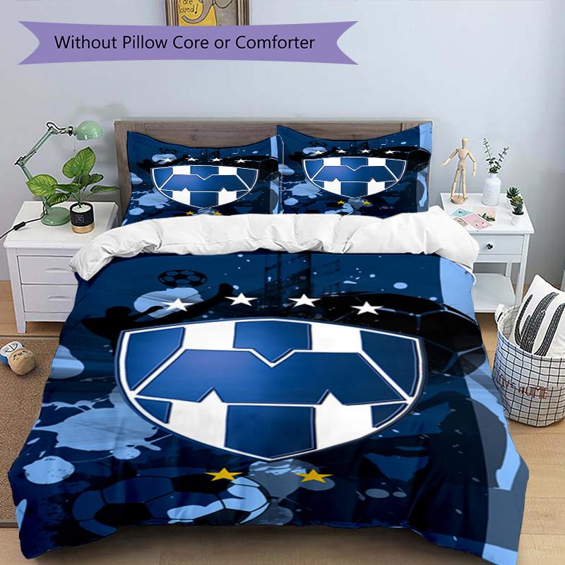 C.F.Monterrey Football Crest Art Printed Pattern Duvet Cover Set – includes 1 duvet cover and 2 matching pillowcases Bedroom decor Christmas gifts