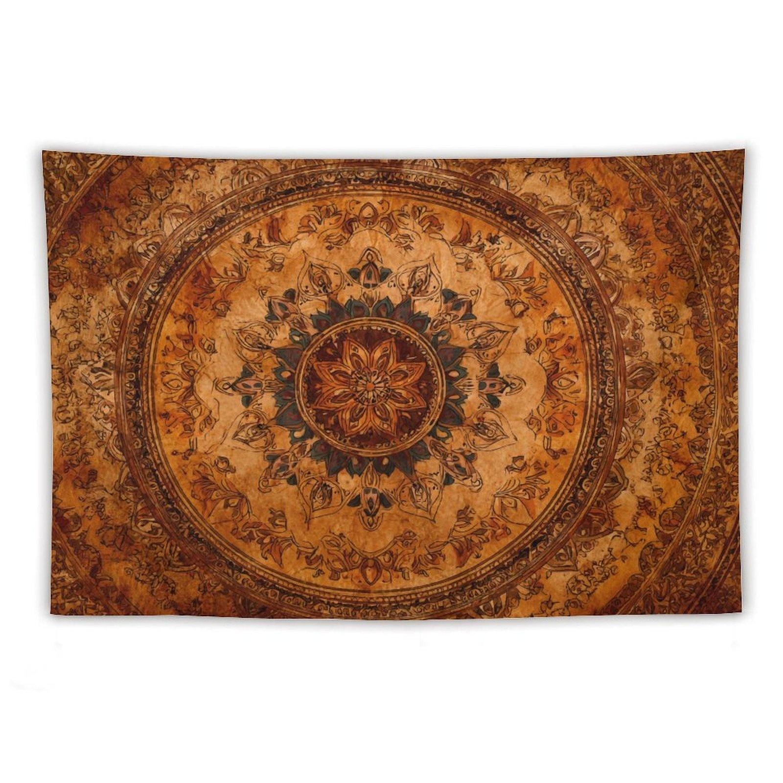 

VIKAMA Bohemian Mandala Tapestry Terracotta Brown Vintage Floral Print Bedroom Living Room Dorm Room Home Decor 74x94cm(29x37in)
