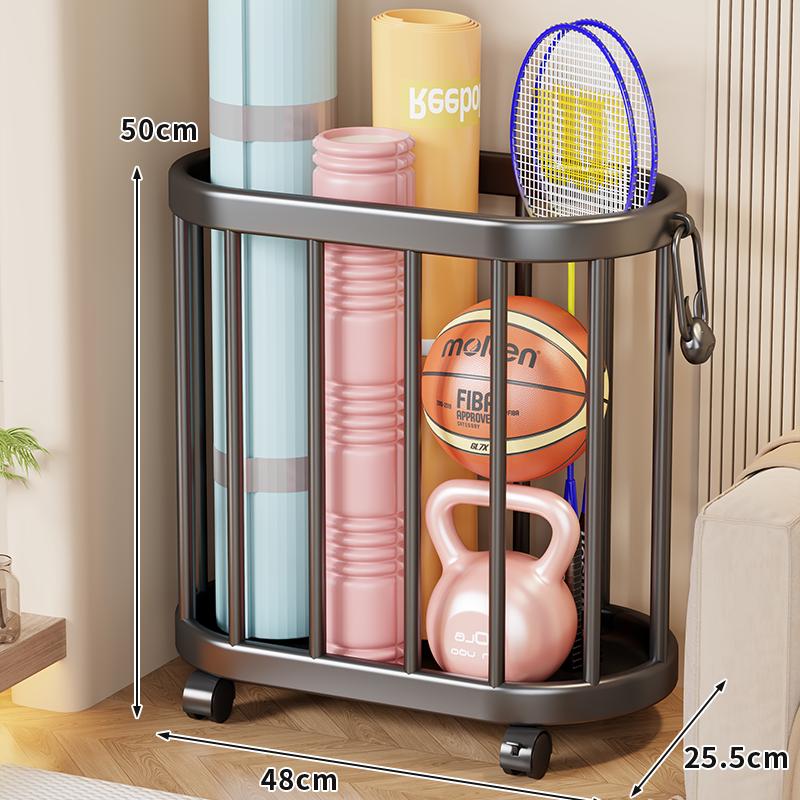 Wheeled Yoga Mat & Fitness Equipment Organizer: Large Capacity Storage Basket