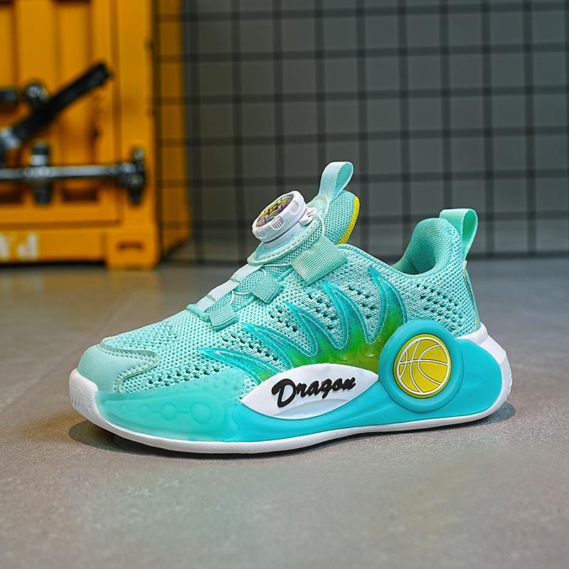 Running Medium Children's Net Shoes Single Fly Knitting Children's Shoes Summer Foreign Trade Basketball Sports Shoes New Breathable Boys