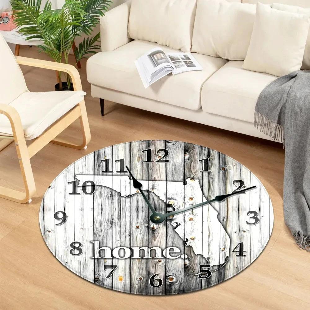 Clock Print Round Carpet Soft Circle Area Rug Non-Slip Living Room Coffee Table Sofa Floor Mat Bedroom Hanging Basket Chair Mats