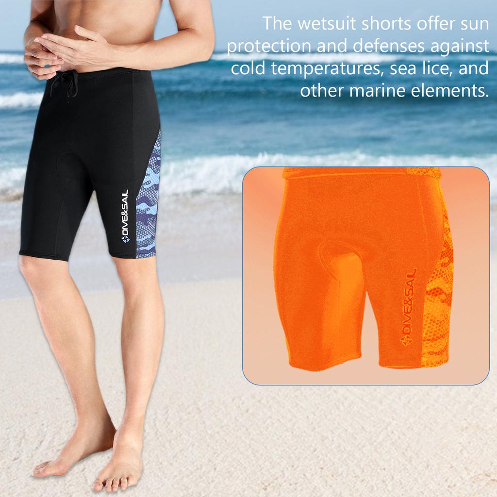 2mm Neoprene Wetsuit Shorts Men Thermal Wetsuit Pants for Surfing Diving Canoing Kayaking M