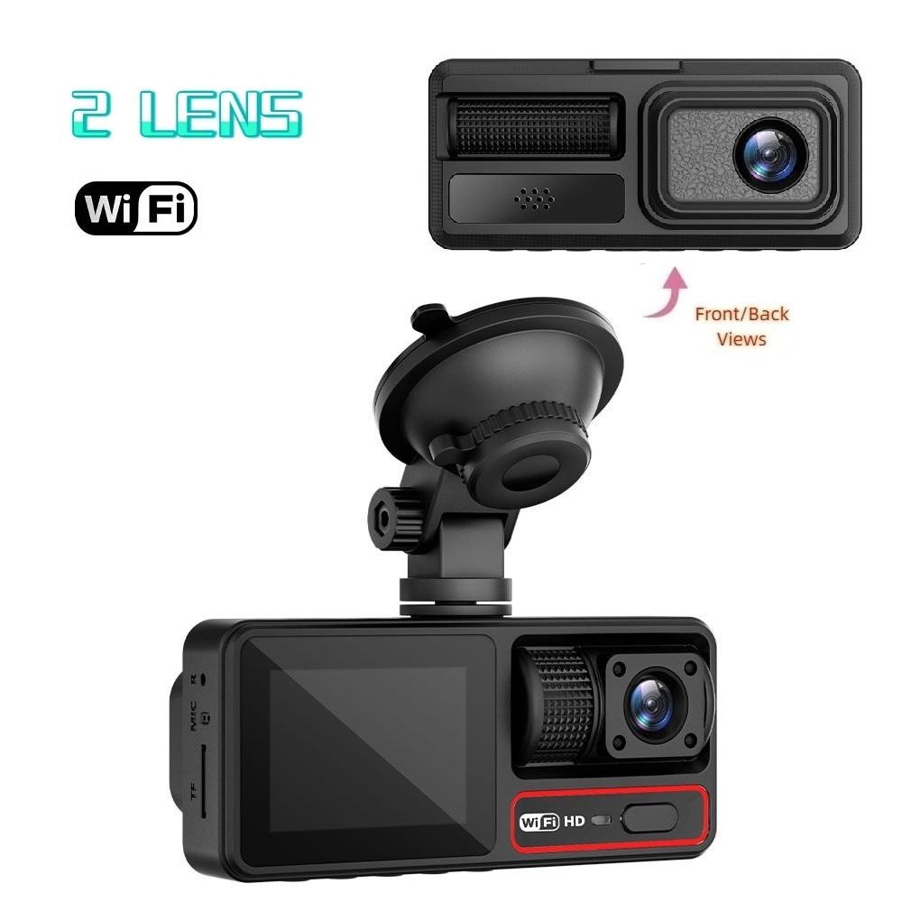 3-Lens Dash Cam, 3-Channel Recording, WiFi, HD, Phone Sync