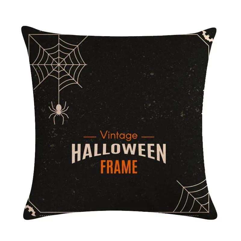 Happy Halloween Decorative Pillowcase Pumpkin Cat Witch Printed Pillowcase Suitable for Home Living Room Sofa Room Decoration