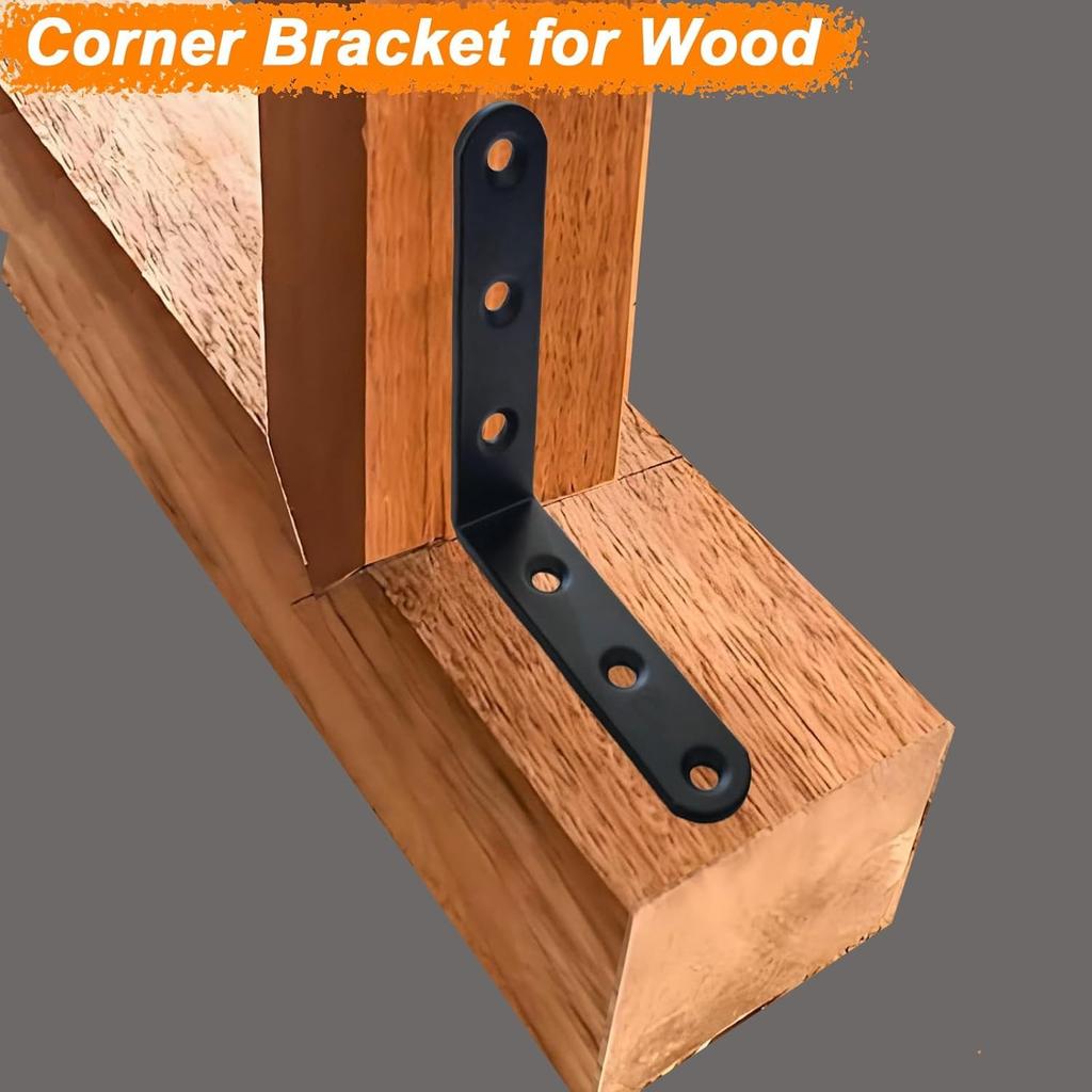 10Pcs Black Heavy Duty L Bracket 3.15 Inch, Stainless Steel 90° Right Angle Shelf Support with Screws for Floating Shelf Cabinet