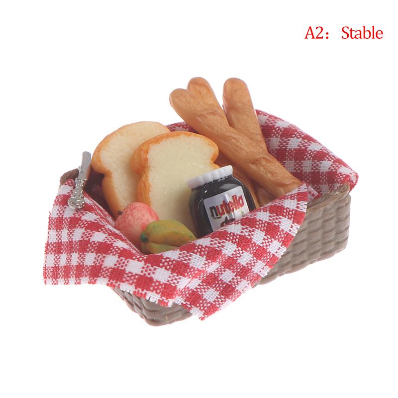 1 :6 /1: 12 Dollhouse Miniature Bread Basket Simulation Food Model Toys DollHouse Decoration Mini Bread Dollhouse Food Toy