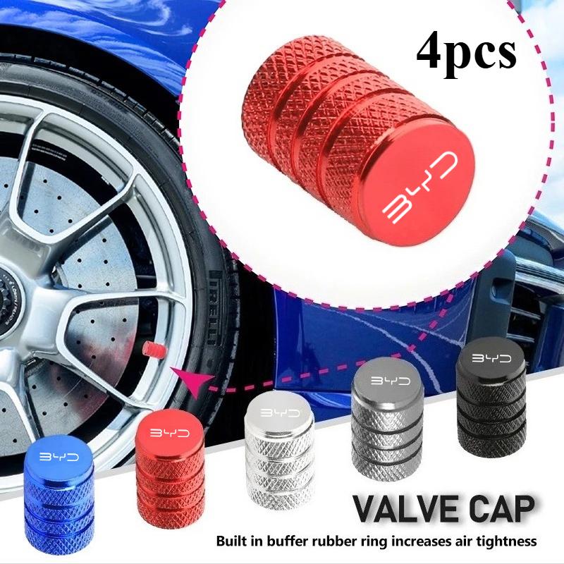 BME1 4 Pieces For BYD ATTO 3 Atto 2 Black Car Wheel Tire Air Valve Caps Stem Cover Aluminum Accessories All New With Brand