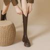 Autumn and Winter Outerwear with Plush Slim Fit Thick Heel No Knee High, Minimalist Design Trendy Knight Boots