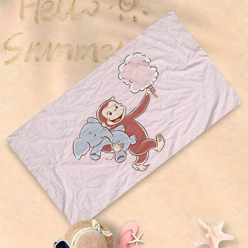 MONKEY CARTOON C-Curious GeorgeS Bath Towel Microfiber Soft Water Absorbing Breathable For Girl Kids Decorative Beach Towel