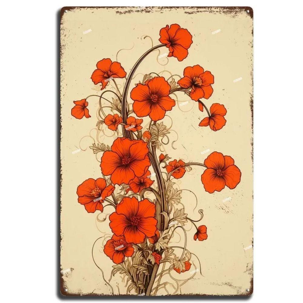 Wildblumen Blechschild, Metall Wandkunst Dekor 20x30cm
