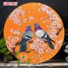 D Flat Pc Vintage Metal Sign Featuring Two Pigeons On A Branch with Round Poster Lounge Garden Retreat Perfect for Creative
