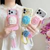Creative Polka Dot Rose Flower Stand Drop-proof Phone Case for iPhone 13, 14/15 Pro Max, 16, 17