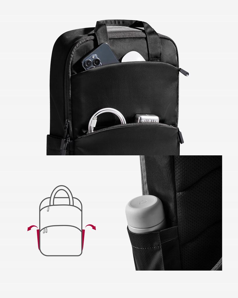 Innostyle Laptop Backpack 15.6 For Plane Waterproof Colorlite 14L Black