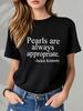 Women's Jackie Kennedy Style T-Shirt - Solid Color Round Neck Short Sleeve -Compatible Top Suitable