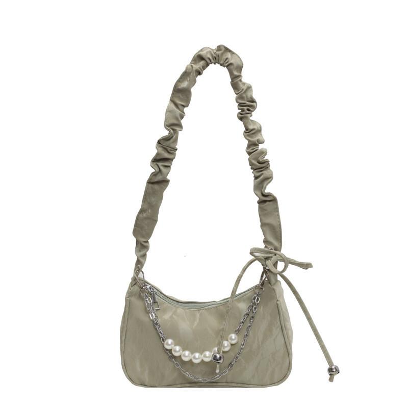 Fashionable Soft Pu Leather Underarm Shoulder Bag With Stylish Stitching зелёный