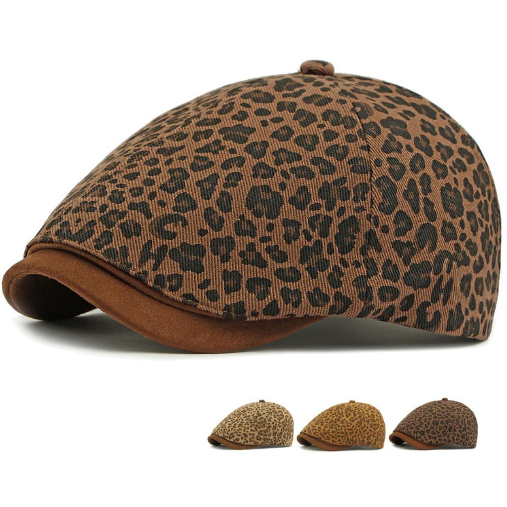 Freedom Outdoors Men's Ht4791 Berets Spring Autumn Hat Wo Leopard Octagonal Flat Cap Artist Painter Beret Hat Fe Adjustable Beret Cap 55-60Cm