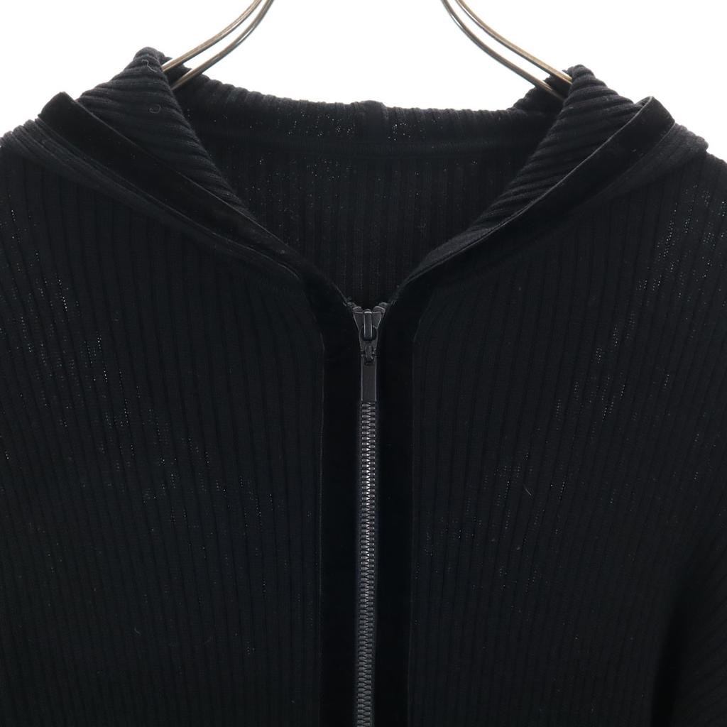 FOXEY Wool Long Sleeve Rib Knit Zip Hoodie 40 Black Women Used