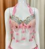 Damen Perlen Pailletten Samba Karneval Bauchtanz BH Top für Halloween Tanz EDC Rave Outfit Nachtparty Bühnenauftritt