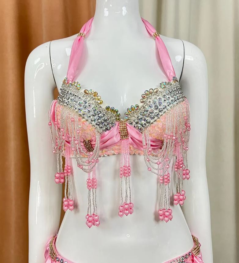 Women Beading Sequins Samba Carnival Belly Dancing Bra Top for Halloween Dance EDC Rave Outfit Night Party Stage Performance