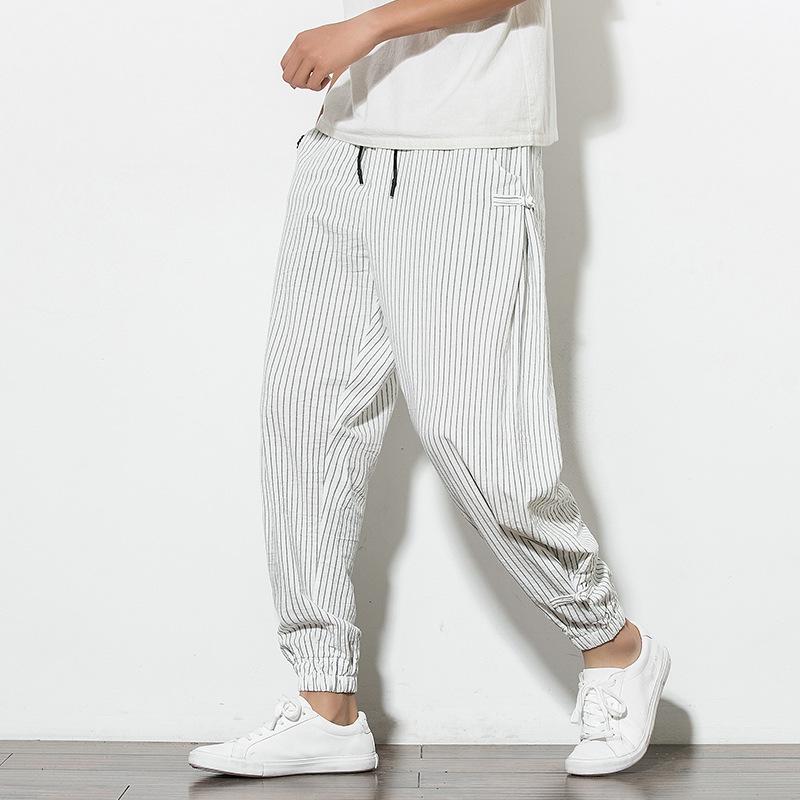 Men's 2022 Chinese Style Summer Breathable Cotton Linen Frog Button Plus Size Harem Lantern Pants
