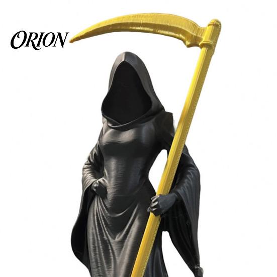 Hooded Skeleton Book Figurine 3D Printed Female Grim Reaper Statue, Faceless Gothic Resin with Detachable Mysterious Fantasy Bookshelf Decor