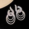 Silver needle flash diamond hollow round earrings light luxury high-end earrings European and American trend earrings design sense niche