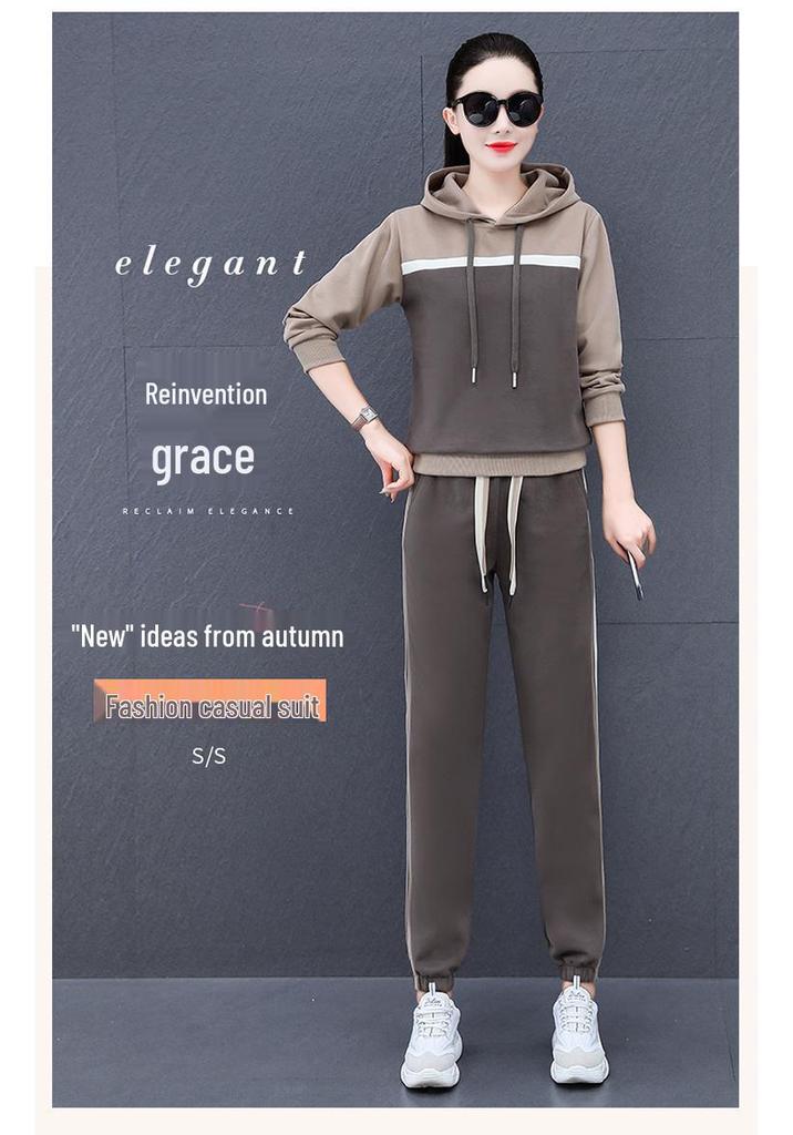 Trendy Women's Two-Piece Casual Suit: Spring/Autumn Hoodie & Long Pants Set