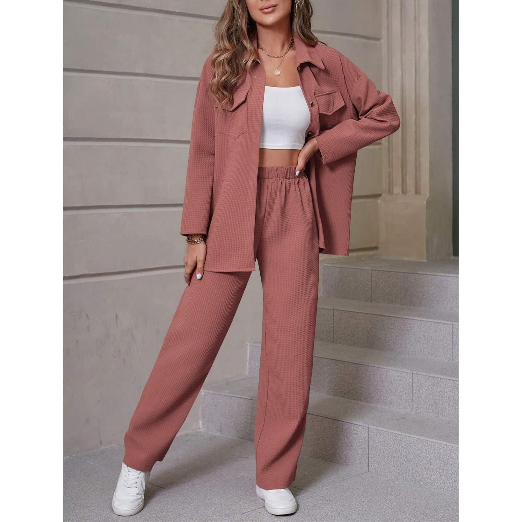 

Женский осенне-зимний кардиган с вафельными лацканами повседневный костюм XL красный