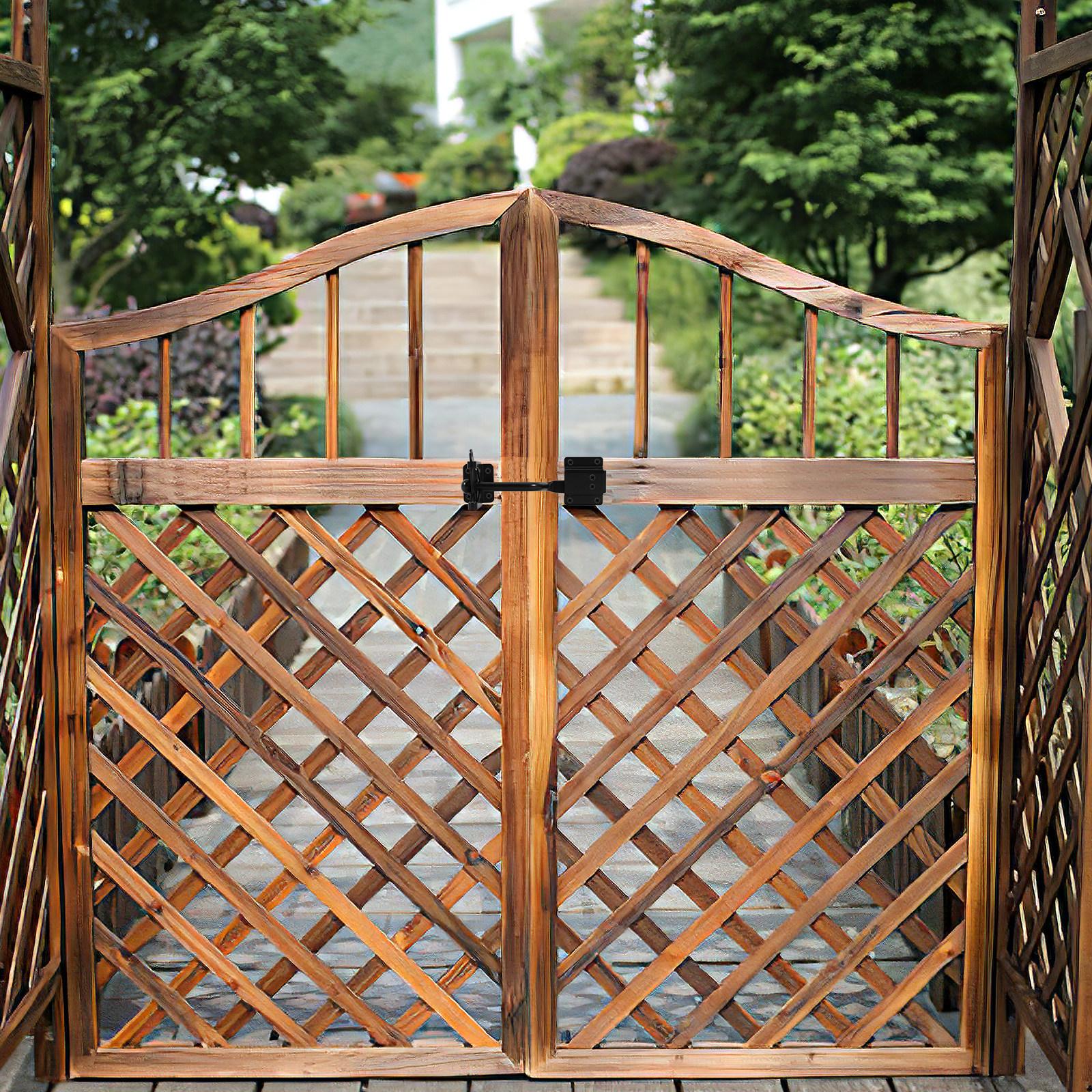 Galvanized Iron Self Locking Fence Gate Latch Heavy Duty Outdoor Use Easy Install Versatile for Garden Backyard Barn Door Pool 11.6X3X1.4CM