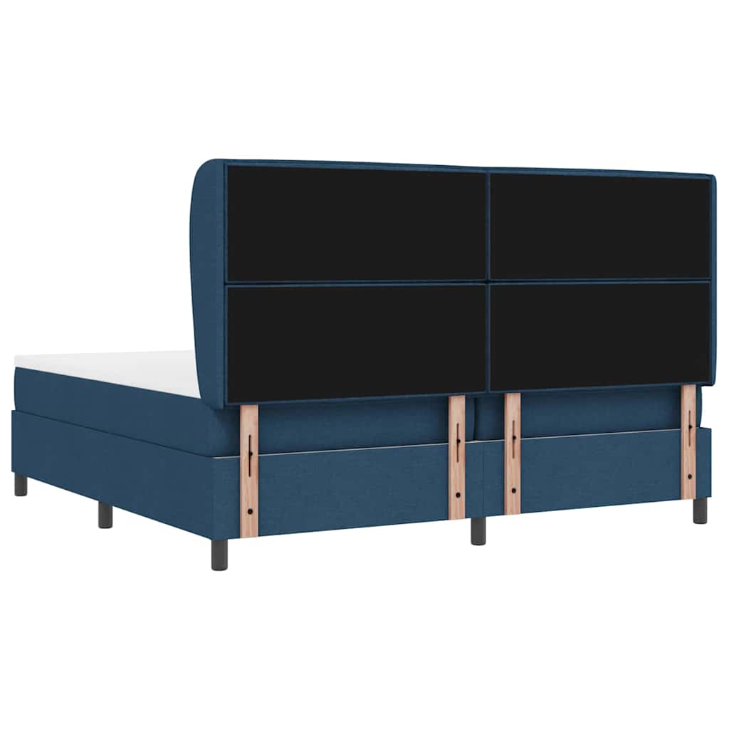 Box Spring Bed with Mattress and Headboard Blue 200 x 200 cm Fabric