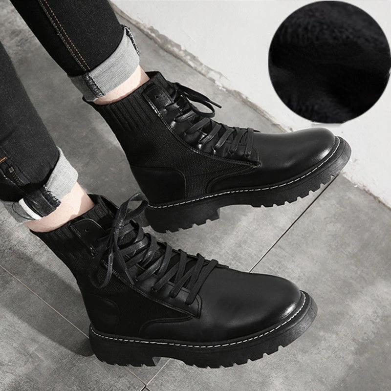 

Ботинки для мужчин Высокие туфли для мужчин Британский стиль Тренд Универсальные ботинки для инструментов Модные ботинки Осень-зима Мужская обувь 44