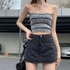 Hong Kong Retro High-Waist Denim Skirt: Summer 2023 Petite Slimming Short Skirt for Women
