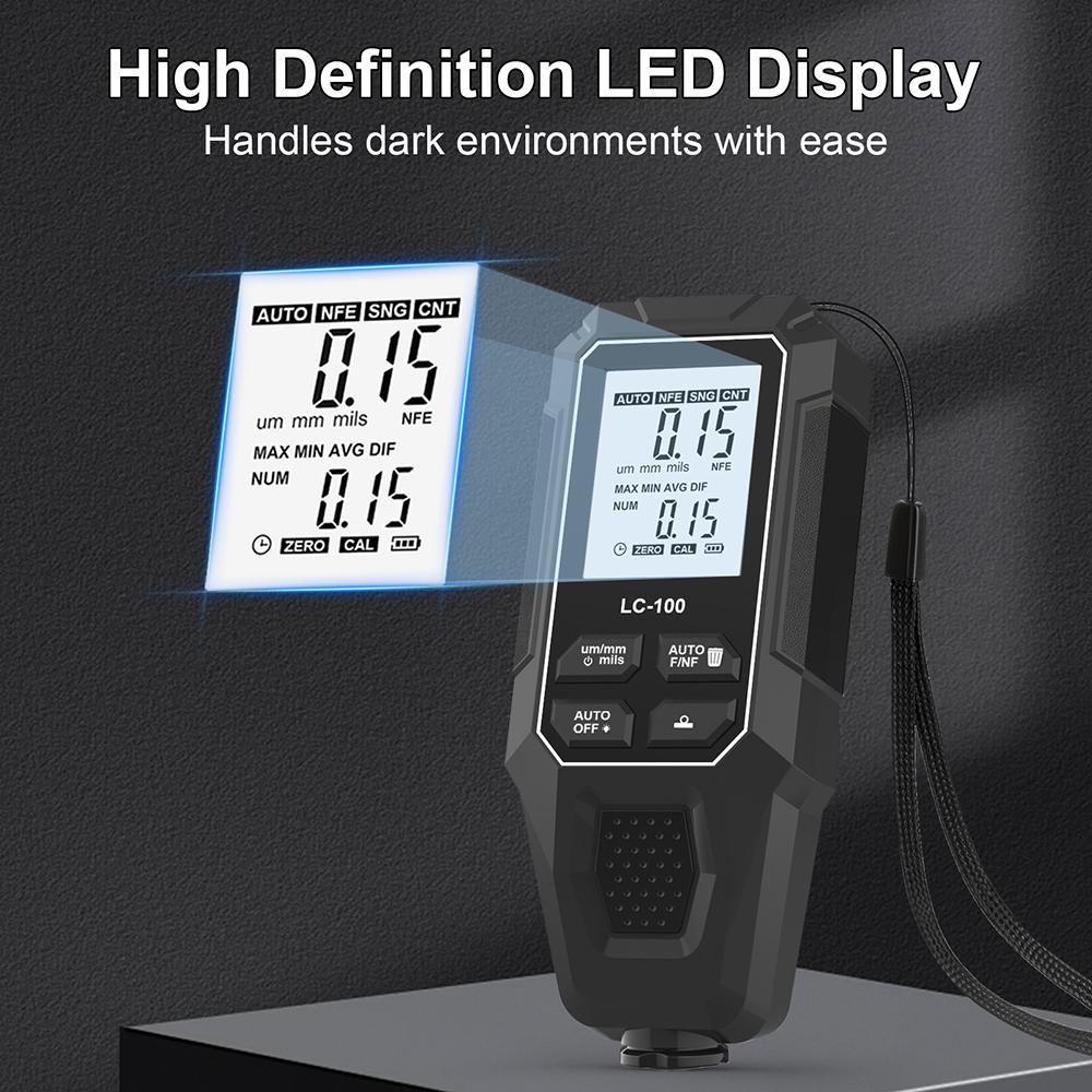 Car Paint Thickness Gauge 0-2000UM Fe & NFe Film Digital LCD Coating Automatic Thickness Tester Manual Auto Paint Tools