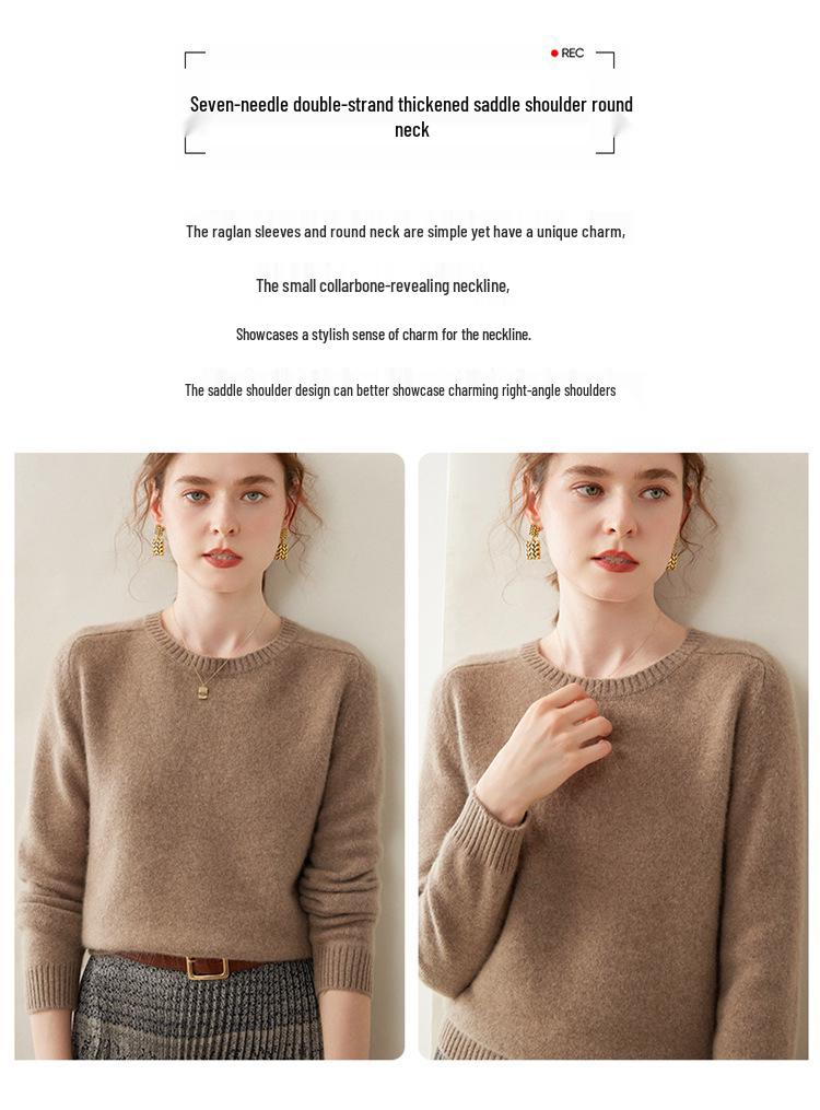 Women's Cashmere Knit Sweater: Cozy Loose-Fit Round Neck for Autumn/Winter
