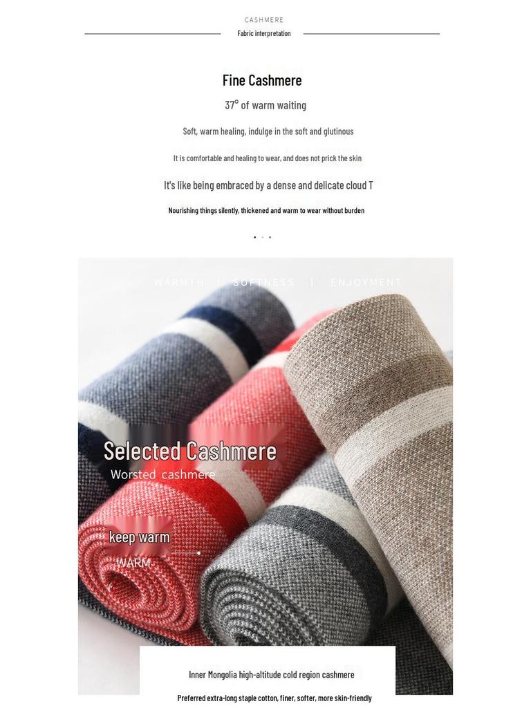 Women's Winter Tricolor Knit Cashmere Scarf & Shawl