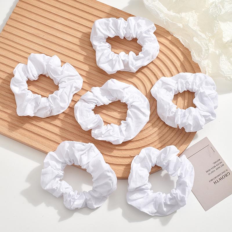 Pure Cotton White Tie-Dye Scrunchie Hair Tie Accessory for Women