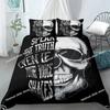New Skull Duvet Cover Set Abstract Texture with Skull and Crossbones Pattern Aged Rusty Grunge Style Polyester Bedding Set
