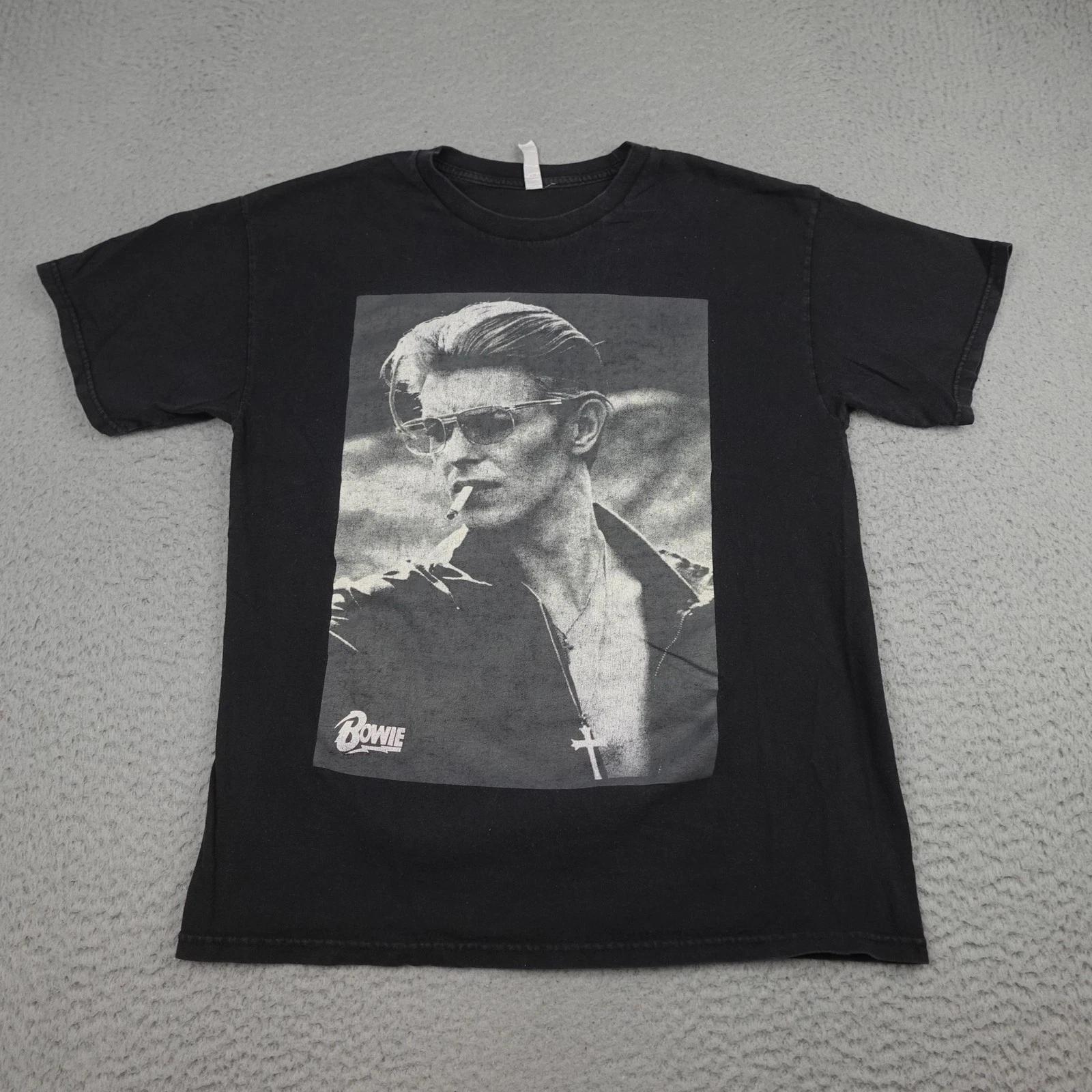 David Bowie Shirt Mens Large Black Smoking Sunglasses Graphic Tee Rock Music 4XL