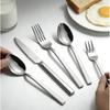 Stainless Steel Flat Handle Cutlery Set Restaurant Hotel Dining Steak Knife Dessert Spoon Fork 5-Piece