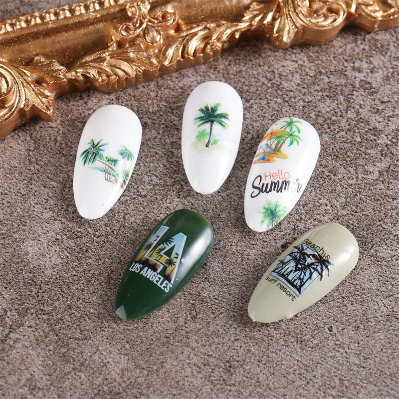 Summer 3D Nail Art Decal Coconut Tree Sunset Pattern Fashion Nail Art Decor Stickers